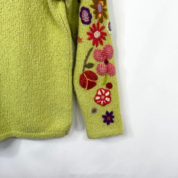 Susan Bristol Small Sweater Green Floral Long Sleeve Pullover Y2K Cottagecore196 - Picture 5 of 10